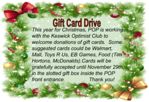 Gift Card Drive for Our Community at Christmas